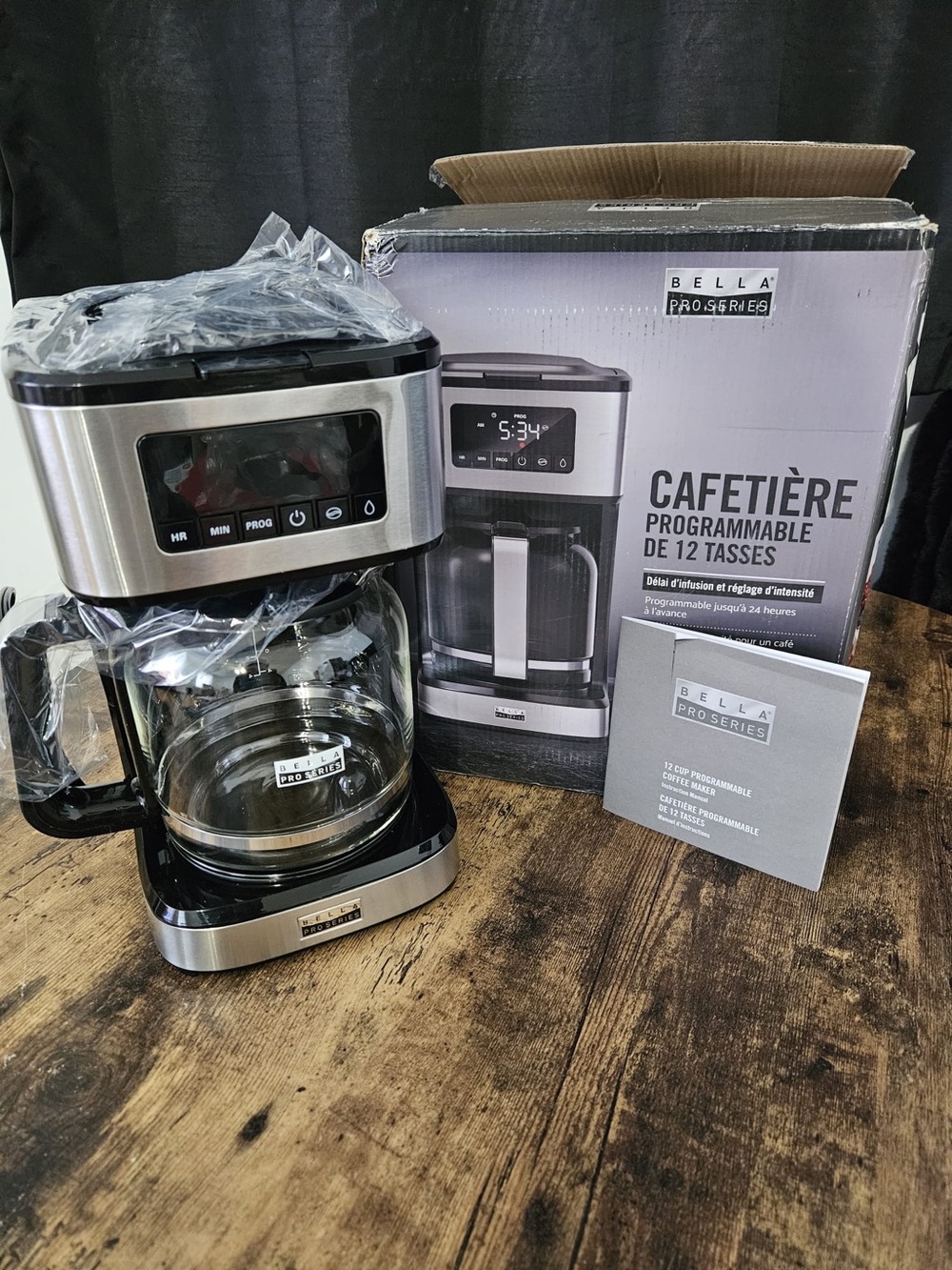 Bella Pro Series 12-Cup Programmable Coffee Maker - Stainless/Black